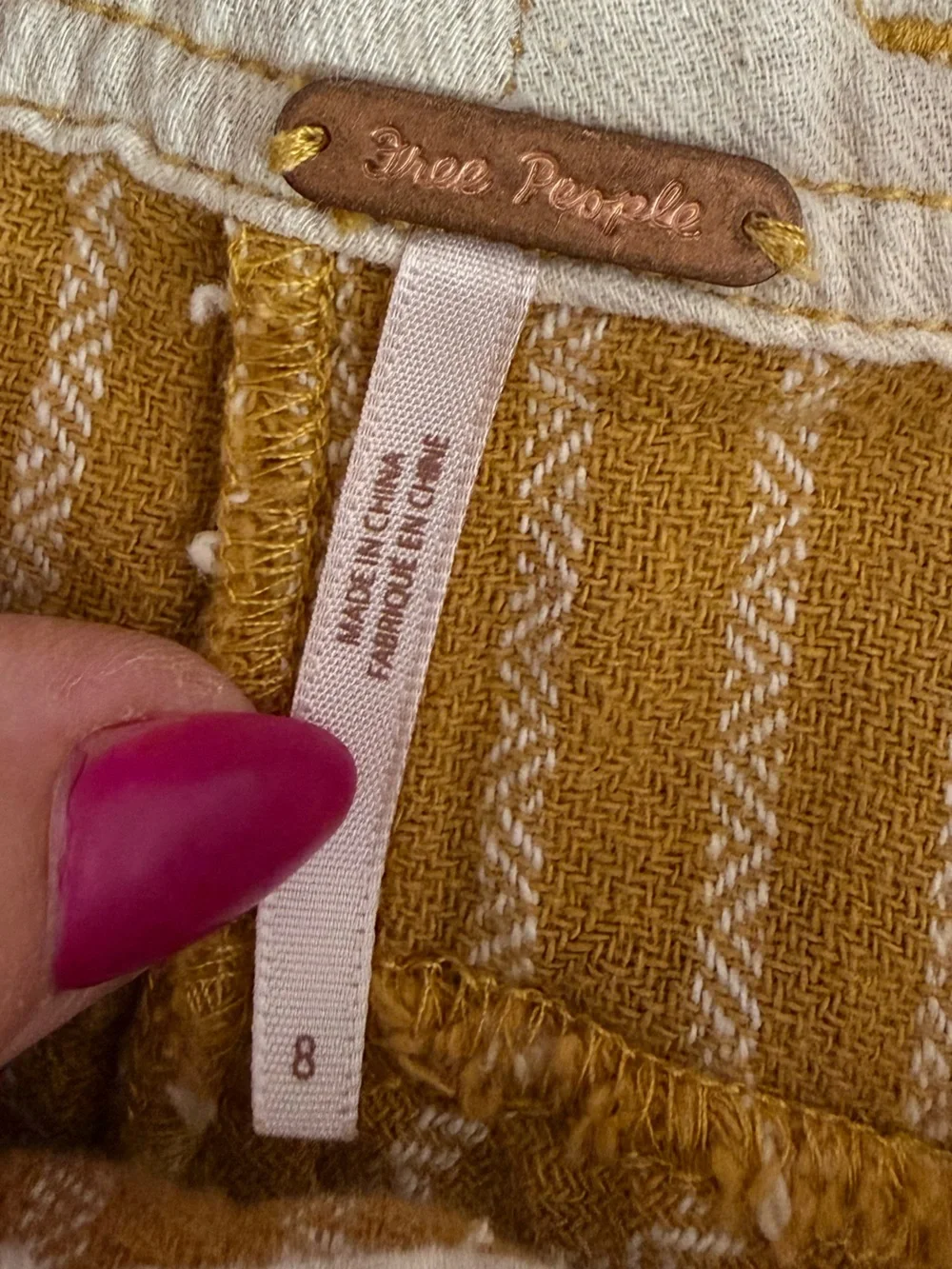 Free People Rumors Textured Harem Pants Mustard Yellow‎ White Striped 8